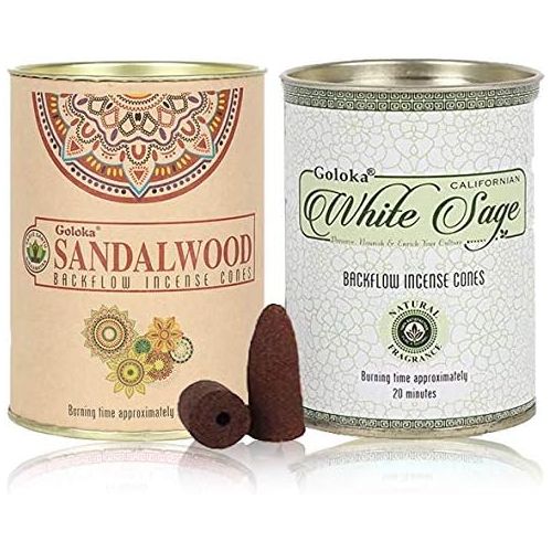 제네릭 인센스스틱 Generic Backflow Incense Cones by GOLOKA - Pack of 2 Includes 48 Cones (Sandalwood & White Sage)