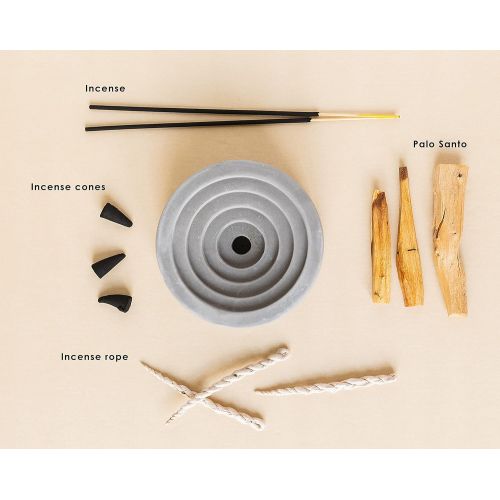 제네릭 인센스스틱 Generic Minimal Contemporary Cement Palo Santo Holder - 4 in 1 Incense, Scented Rope, Scented Cones and Palo Santo Burner / Holder - Incense and Palo Santo Not Included