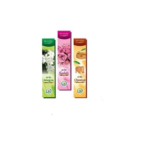 제네릭 인센스스틱 Generic AVIG Incense Stick - Set of 12 Packets of 3 Assorted Scent- Rose Sandalwood Jasmine (Mogra) - 4 Packets of Each Fragrance - Handmade Incense Stick with Natural and Herbal Ingredien