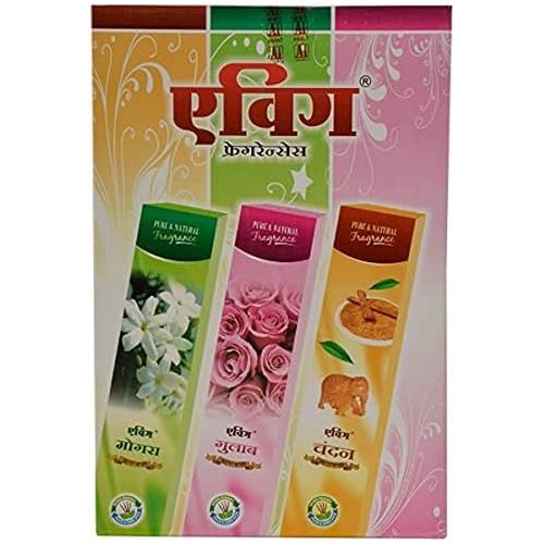 제네릭 인센스스틱 Generic AVIG Incense Stick - Set of 12 Packets of 3 Assorted Scent- Rose Sandalwood Jasmine (Mogra) - 4 Packets of Each Fragrance - Handmade Incense Stick with Natural and Herbal Ingredien