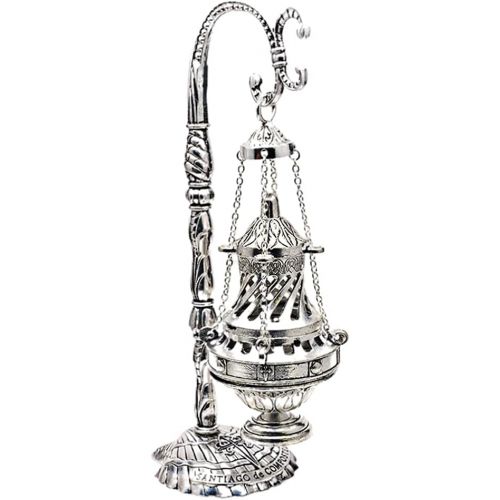 제네릭 인센스스틱 Generic Exquisite Incense Burner Alloy Incense Holder for Sticks Cones Coils Antique Art Piece Censer Bowl with Hanging Chain Stand Ornament - L