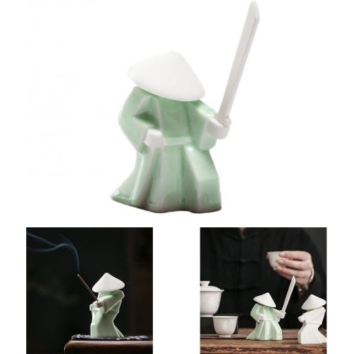 제네릭 인센스스틱 Generic Samurai Knight Incense Stick Holder Collectible Aroma Scent Burner Sculpture Craftwork Figurine Home Fragrance Tabletop Decor Collectible - Cyan