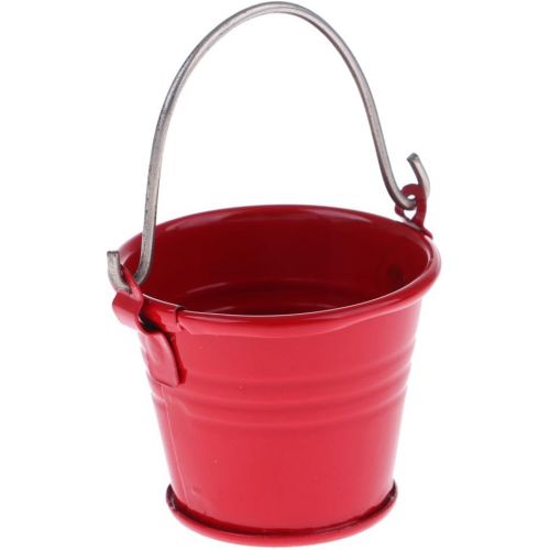 제네릭 Generic 1:12 Scale Dollhouse Miniature Kitchen Garden Water Bucket Pail Accessory - Red