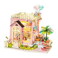 Generic DIY Miniature Dollhouse Kit with LED Light & Furniture Accessories, 3D Puzzle House for Adult and Kids - Pink Cottage