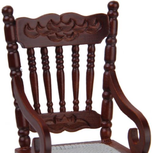 제네릭 Generic 1/12 Dollhouse Miniature Rocking Chair Model Brown