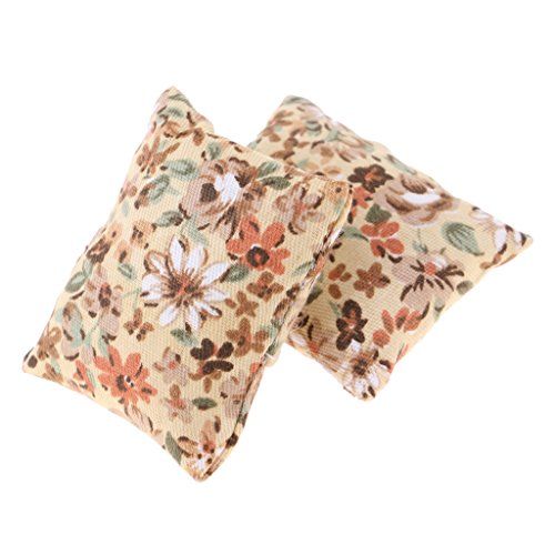 제네릭 Generic European Style 2 Piece Flower Pillow Cushion for 1/12 Dollhouse