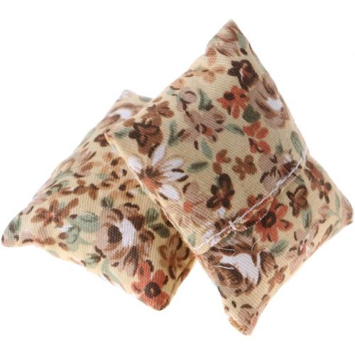 제네릭 Generic European Style 2 Piece Flower Pillow Cushion for 1/12 Dollhouse