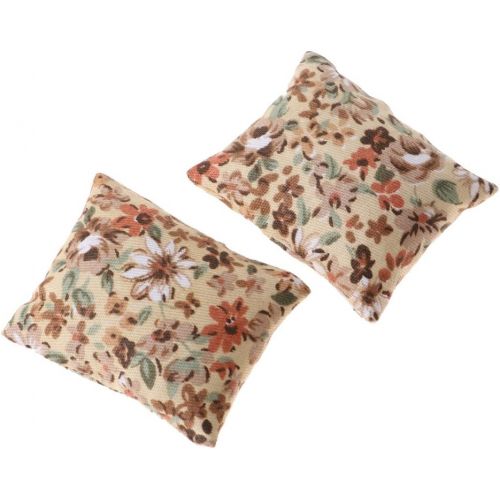 제네릭 Generic European Style 2 Piece Flower Pillow Cushion for 1/12 Dollhouse