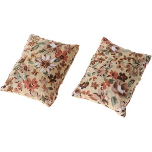 제네릭 Generic European Style 2 Piece Flower Pillow Cushion for 1/12 Dollhouse