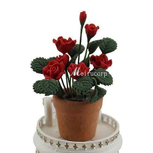 제네릭 Generic Dollhouse 1/12 Scale Well Made Miniature Beautiful Red Flowers