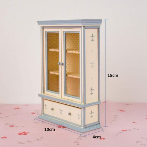 제네릭 Generic 2 Pieces 1/12 Dolls House Miniatures Furniture Wooden Cabinet DIY Ornaments