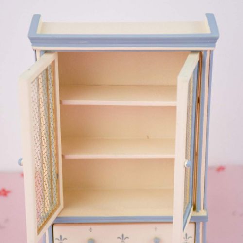 제네릭 Generic 2 Pieces 1/12 Dolls House Miniatures Furniture Wooden Cabinet DIY Ornaments