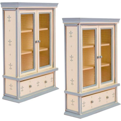 제네릭 Generic 2 Pieces 1/12 Dolls House Miniatures Furniture Wooden Cabinet DIY Ornaments