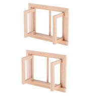 Generic 2pcs Miniature Unpainted 2-Pane Window Frame for 1/12 Dollhouse DIY Material