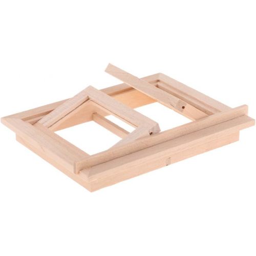 제네릭 Generic 2pcs Miniature Unpainted 2-Pane Window Frame for 1/12 Dollhouse DIY Material