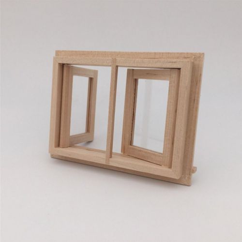 제네릭 Generic 2pcs Miniature Unpainted 2-Pane Window Frame for 1/12 Dollhouse DIY Material