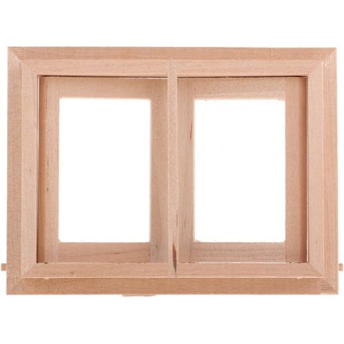 제네릭 Generic 2pcs Miniature Unpainted 2-Pane Window Frame for 1/12 Dollhouse DIY Material