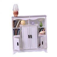 Generic 1:12 Miniature Showcase Bookcase Dollhouse Furniture Accessories, White &