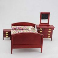 Generic 1/12th Scale Miniature Handmade Grand Wooden Bedroom Set for Dollhouse