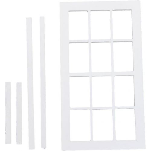 제네릭 Generic 1:12 Dollhouse Miniature Wooden 12-pane Window Frame White