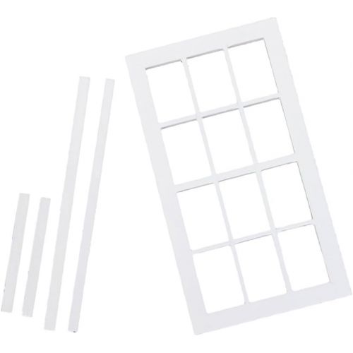 제네릭 Generic 1:12 Dollhouse Miniature Wooden 12-pane Window Frame White