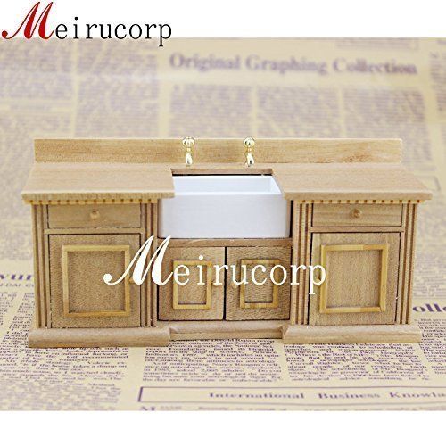 제네릭 Generic Dollhouse Fine 1:12 Scale Dollhouse Miniature Furniture Wooden Hand Carved Sink