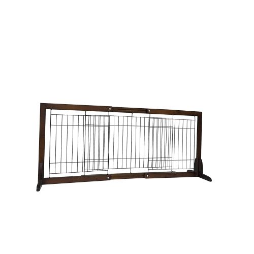 제네릭 Generic Adjustable Lock Wide Wood Freestanding Pet Gate Solid Wood Construction(SML) (L(L(97-161)x D32 x H53.8cm))