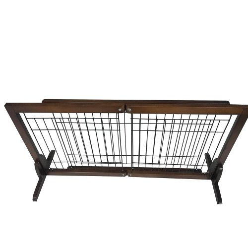 제네릭 Generic Adjustable Lock Wide Wood Freestanding Pet Gate Solid Wood Construction(SML) (L(L(97-161)x D32 x H53.8cm))