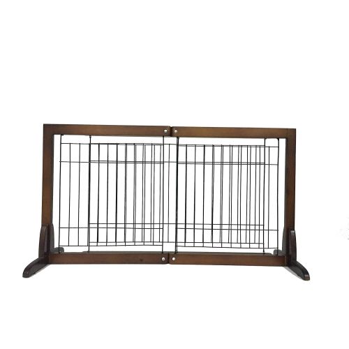 제네릭 Generic Adjustable Lock Wide Wood Freestanding Pet Gate Solid Wood Construction(SML) (L(L(97-161)x D32 x H53.8cm))