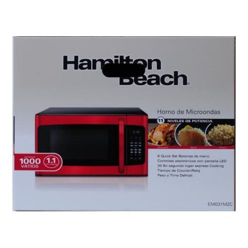 제네릭 Generic Hamilton Beach 1.1 cu ft, 10 power levels, LED display, 1000W, Microwave oven, Red,10 power levels, 6 quick set menu buttons (Red)