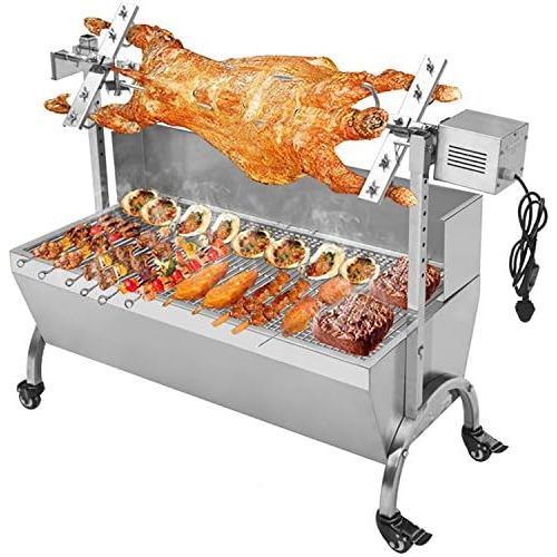 제네릭 Generic 132LBS 46.46 Lamb Pig Goat Charcoal Barbeque Grill Spit Rotisserie Hog Roasting Machine with Wind Shield Motor
