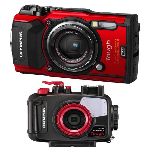 제네릭 Generic Olympus TG-5 Waterproof Camera with 3-Inch LCD Red Bundle with Olympus Underwater Housing PT-058 for The Olympus TG5 Digital Camera