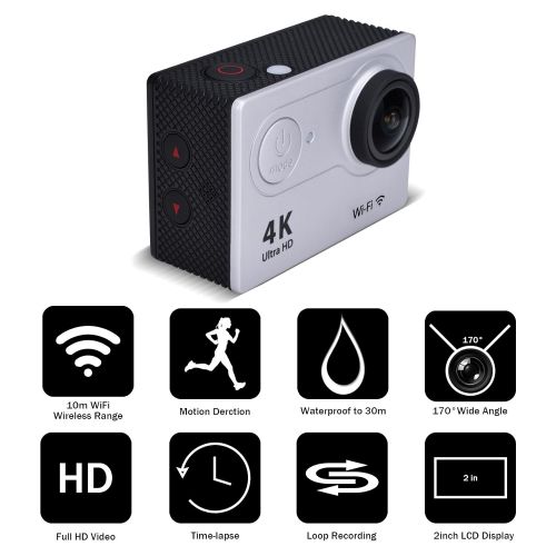 제네릭 Generic Waterproof Camera Action Camera Sport Camera Action Cam 1080P 12MP Wi-Fi 2.0 LCD Screen Full HD 170 Degree Ultra Wide-Angle Lens With 1050mAh Geneic Batteries With Remote Control(S