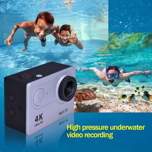 제네릭 Generic Waterproof Camera Action Camera Sport Camera Action Cam 1080P 12MP Wi-Fi 2.0 LCD Screen Full HD 170 Degree Ultra Wide-Angle Lens With 1050mAh Geneic Batteries With Remote Control(S