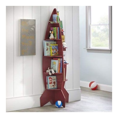 제네릭 Generic Inspire Kids Love of Reading and Make Their Room Super-Awesome with Fun and Unique Mainstays Kids Rocket Shaped Bookshelf,Great for Storing Toys,Action Figures,Dolls,Race Cars and