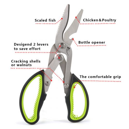 제네릭 Generic Ultra Sharp Premium Heavy Duty Kitchen Shears Stainless Steel Multi-Purpose Kitchen Scissors with Sharp Blade Utility Shears Scissors for Chicken Poultry Fish Meat Vegetables BBQs