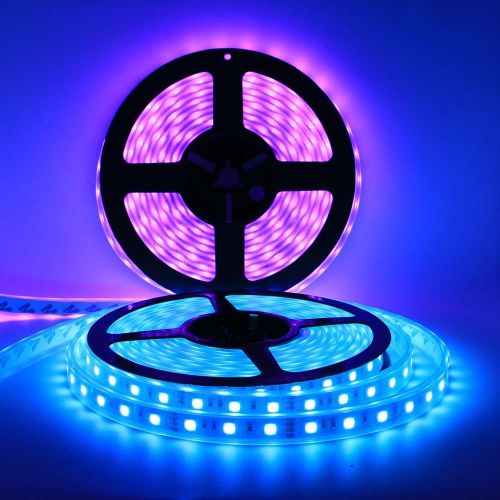 제네릭 Generic Bluetooth 10ft 20ft 30ft 50ft 80ft 100ft 12V 60LEDs/M RGB SMD 5050 LED Strip Light Flexible Waterproof IP65 Outdoor with Remote&Controller and Power Supply (50)