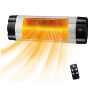 Generic, Rainfally Electric Infrared Heater w Remote Control, WallMounted Patio Heater w 3 Settings & Timer Function, IP34 Waterproof Indoor, Outdoor Heater w Overheat Protection,