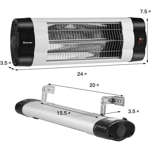 제네릭 Generic, Rainfally Electric Infrared Heater w Remote Control, WallMounted Patio Heater w 3 Settings & Timer Function, IP34 Waterproof Indoor, Outdoor Heater w Overheat Protection,