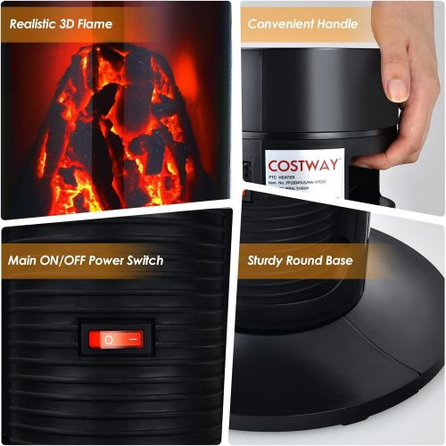 제네릭 Generic Salches 1500W Ceramic Space Heater, Electric Tower Heater w/Overheat & Tip-Over Protection, 34” Portable PTC Heater w/3D Flame, Remote, 4 Modes & 12H Timer, Oscillating Slim Heater