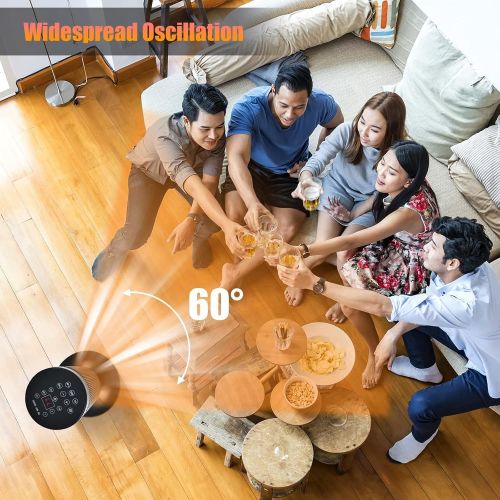 제네릭 Generic Salches 1500W Ceramic Space Heater, Electric Tower Heater w/Overheat & Tip-Over Protection, 34” Portable PTC Heater w/3D Flame, Remote, 4 Modes & 12H Timer, Oscillating Slim Heater