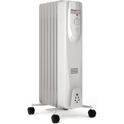 제네릭 Generic Hysache Oil-Filled Radiator Heater, 1500W Portable Space Heater with Adjustable Thermostat, 3 Heat Settings, Tip-Over & Overheat Protection, Quiet Full Room Heater for Indoor Home