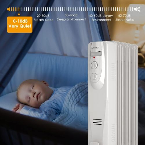 제네릭 Generic Hysache Oil-Filled Radiator Heater, 1500W Portable Space Heater with Adjustable Thermostat, 3 Heat Settings, Tip-Over & Overheat Protection, Quiet Full Room Heater for Indoor Home