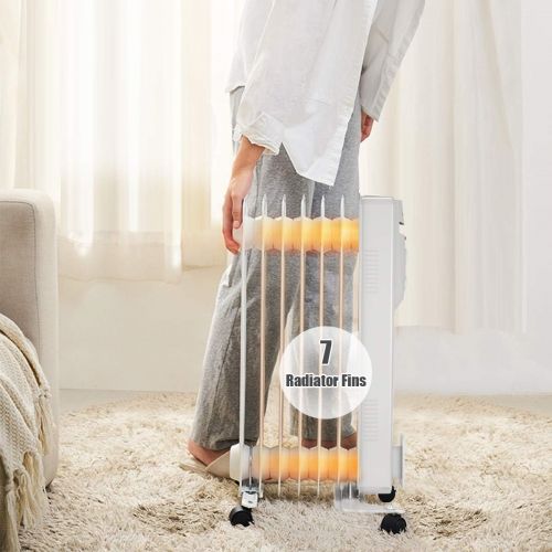 제네릭 Generic Hysache Oil-Filled Radiator Heater, 1500W Portable Space Heater with Adjustable Thermostat, 3 Heat Settings, Tip-Over & Overheat Protection, Quiet Full Room Heater for Indoor Home