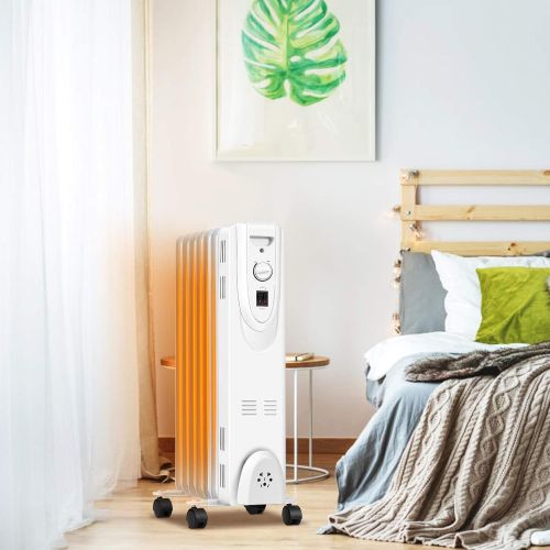 제네릭 Generic Hysache 1500W Oil Filled Radiator Heater, Portable Space Heater with 3 Heating Mode, Adjustable Thermostat, Tip-Over & Overheat Protection, Electric Energy-Saving Heater for Home,