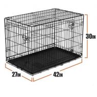 Generic Dog Folding Crate, 42 XL Double Door Kennel w/Divider