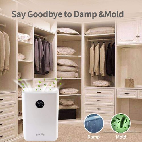 제네릭 Generic Perlity Dehumidifier Pint Dehumidifier Portable Electric Mini Dehumidifier for Bathroom with Round LCD，White