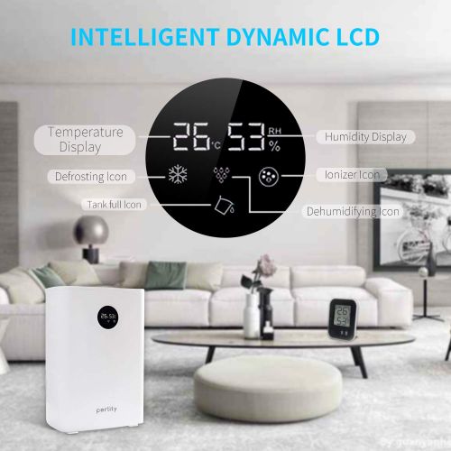 제네릭 Generic Perlity Dehumidifier Pint Dehumidifier Portable Electric Mini Dehumidifier for Bathroom with Round LCD，White