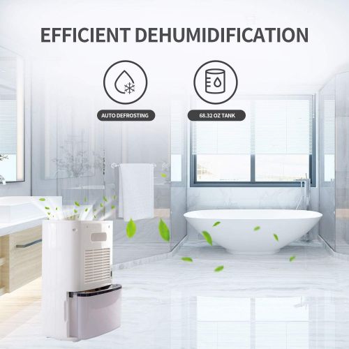 제네릭 Generic Perlity Dehumidifier Pint Dehumidifier Portable Electric Mini Dehumidifier for Bathroom with Round LCD，White