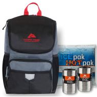 Generic Ozark Trail Beat The Heat Cooling Essential Pack: 24 Can Thermal Insulated Cooler Backpack with Two 12 Ounce Double Wall Can Cooler and Reusable Ice Pack
